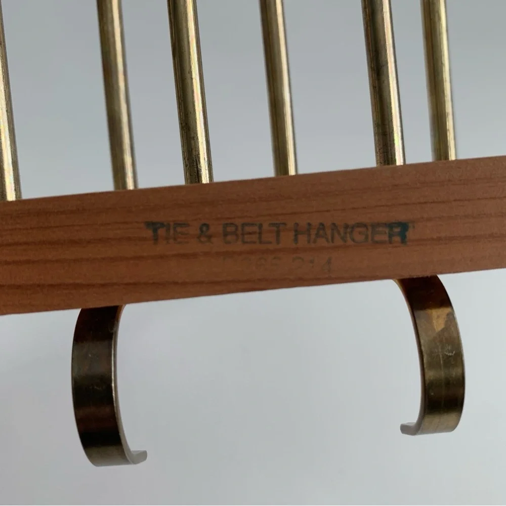WOODLORE Wooden Cedar Tie and Belt Hanger Closet Organizer Brass Hooks and Pegs